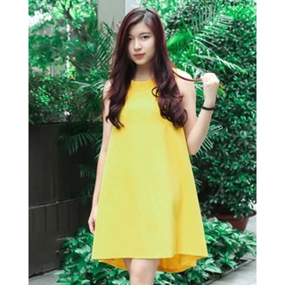 Đầm suông sát nách màu vàng thiết kế hiện đại freesize 45-56kg M101