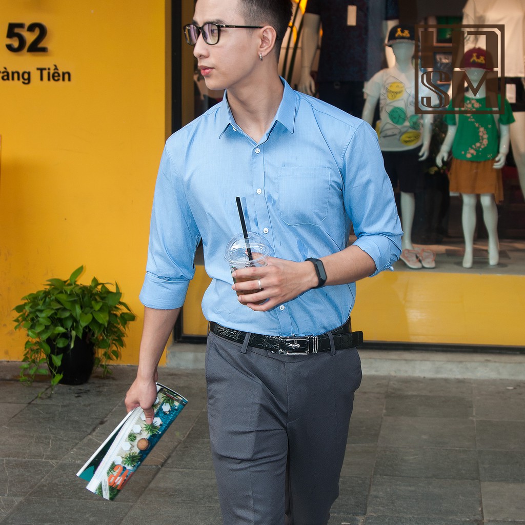 Áo sơ mi nam dài tay HTSM MAGNOR Medium fit vải kate oxford | BigBuy360 - bigbuy360.vn