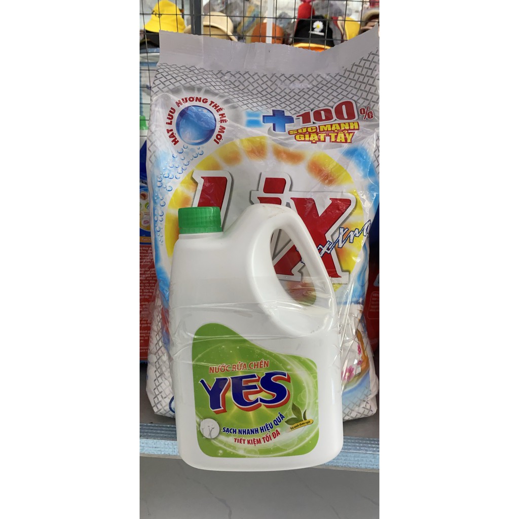 Bột Giặt Lix 5.5kg 5.5 kg Hương Hoa TẶNG Can nước rửa chén Yes