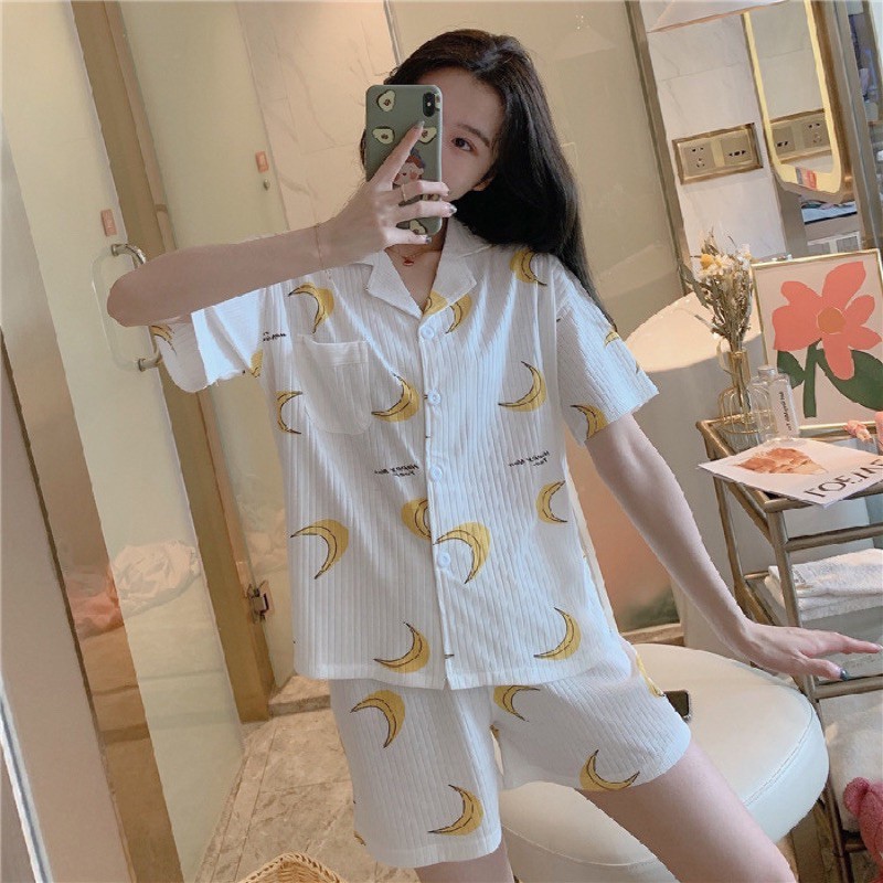 Bộ Đồ Lalila Mặc Nhà Ngủ Nữ Pijama Hoạ Tiết Trái Cây Mùa hè Thoáng Mát Dễ Thương