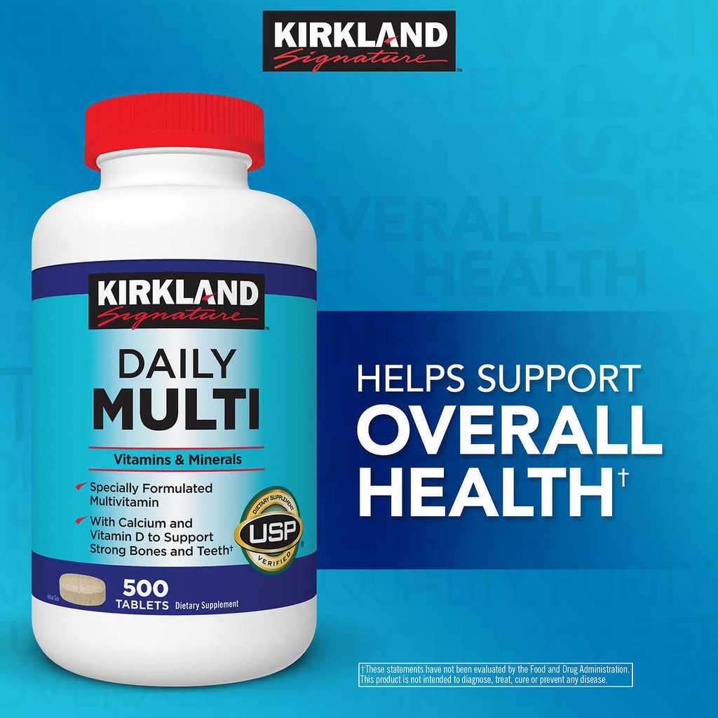 DAILY MULTI VITAMIN - VITAMIN TỔNG HỢP CHO MỌI LỨA TUỔI CỦA KIRKLAND (500 VIÊN) | Thế Giới Skin Care
