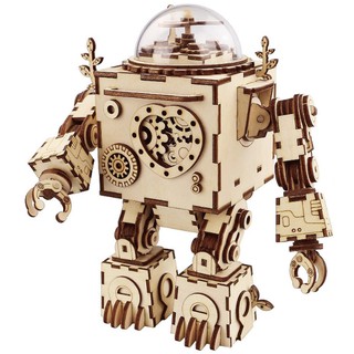 Mô hình robot 3D chất liệu gỗ kích thước 15*9.2*18.5cm phát nhạc độc đáo dùng trang trí nhà cửa xinh xắn