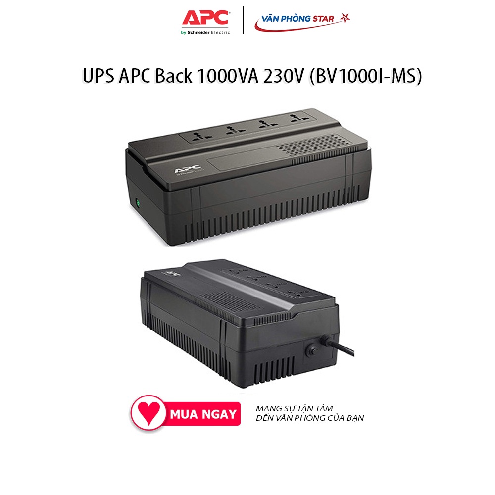 UPS APC Back 1000VA 230V (BV1000I-MS) bảo vệ nguồn điện trong điều kiện nguồn điện không ổn định Bảo vệ thiết bị điện