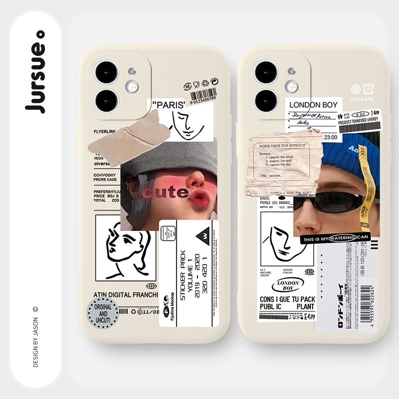 Ốp lưng JURSUE hoạt hình cặp đôi dễ thương đẹp cho iPhone 13 12 11 Pro Max SE 2020 X XR XS ip 8 7 6 6S Plus kute Y293