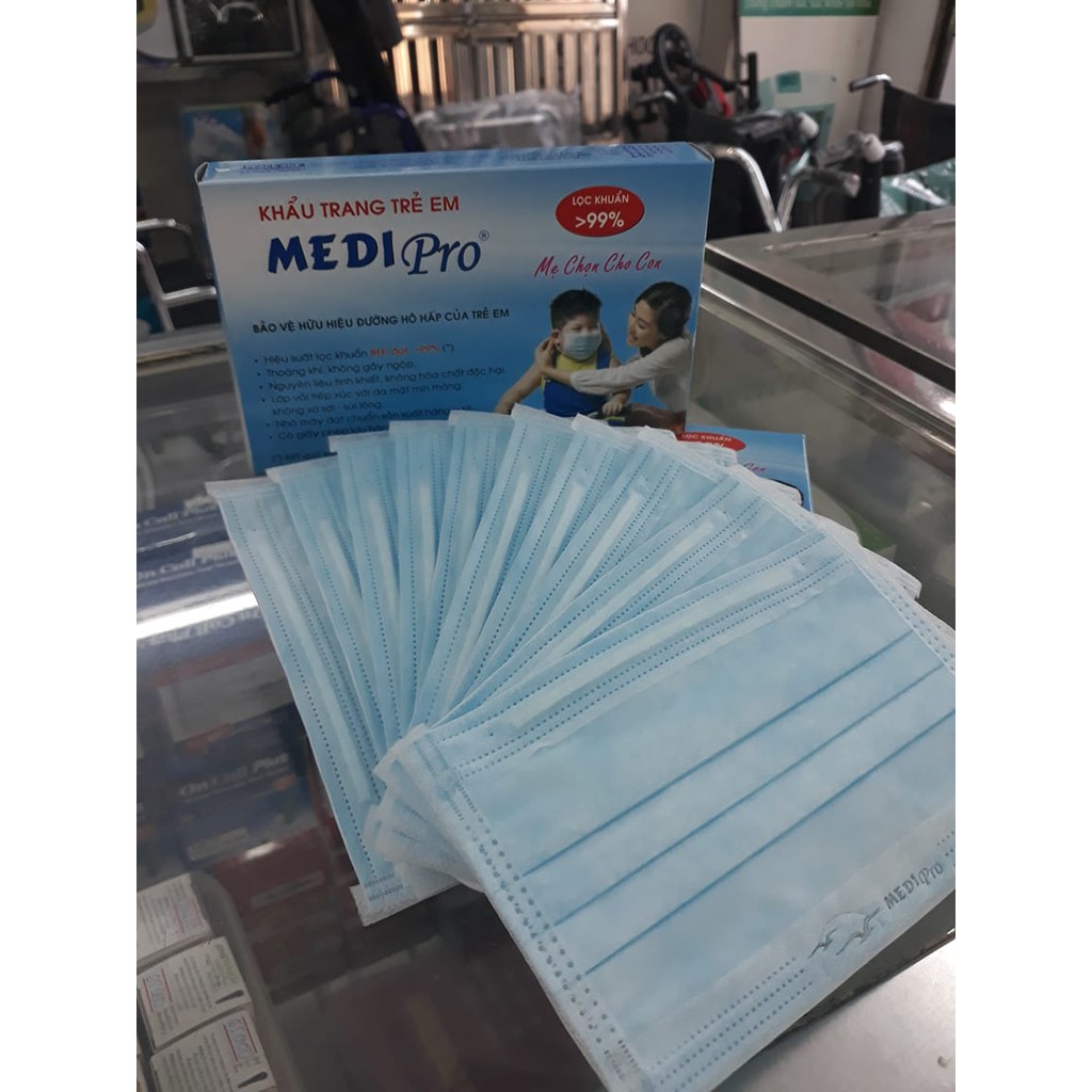 Khẩu trang trẻ em 3 lớp Medipro. Hộp 10 cái