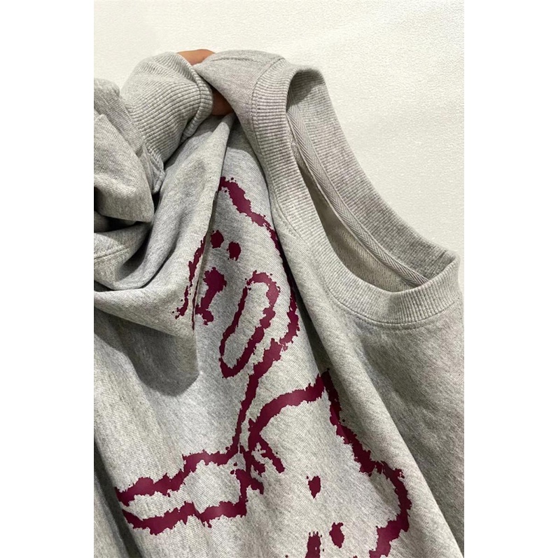 NRVP Áo nỉ tay dài in họa tiết phong cách Hàn Quốc thời trang cho nam và nữ oversize