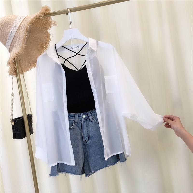Áo sơ mi cardigan chiffon chống nắng