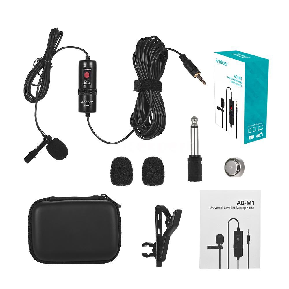 PCER◆ Andoer AD-M1 Omni-directional Condenser Microphone Lavalier Microphone with Foam Windscreen fo