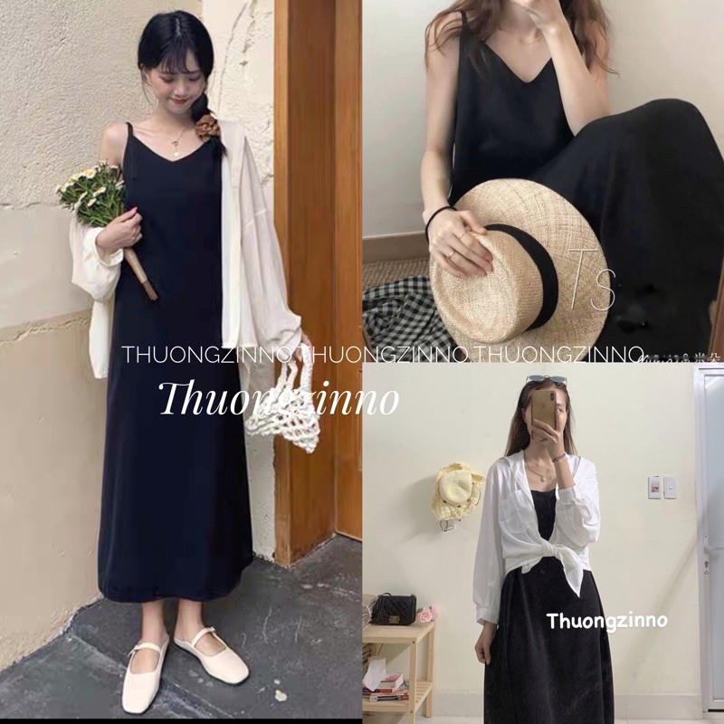 [Ảnh thật/Video] Váy hai dây chất Đũi lụa dáng xuông siêu mát dây lưng điệu đà kèm ảnh thật | BigBuy360 - bigbuy360.vn