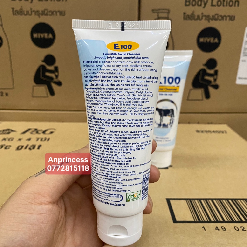 SỮA RỬA MẶT E100 CON BÒ 80g