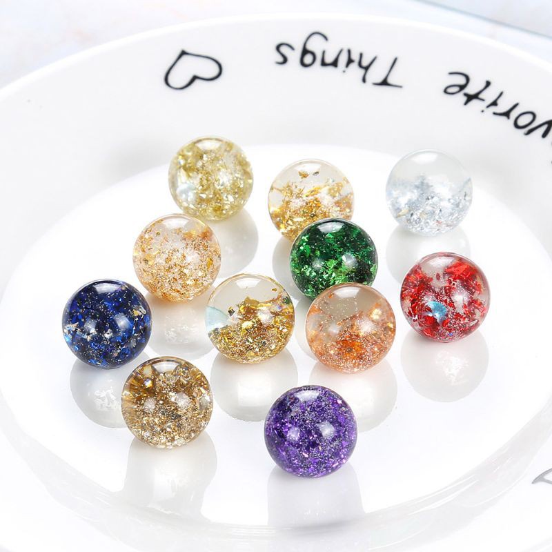 Set 12 kim sa lá vàng/bạc nhiều màu trang trí đồ vật/trang sức bằng nhựa resin