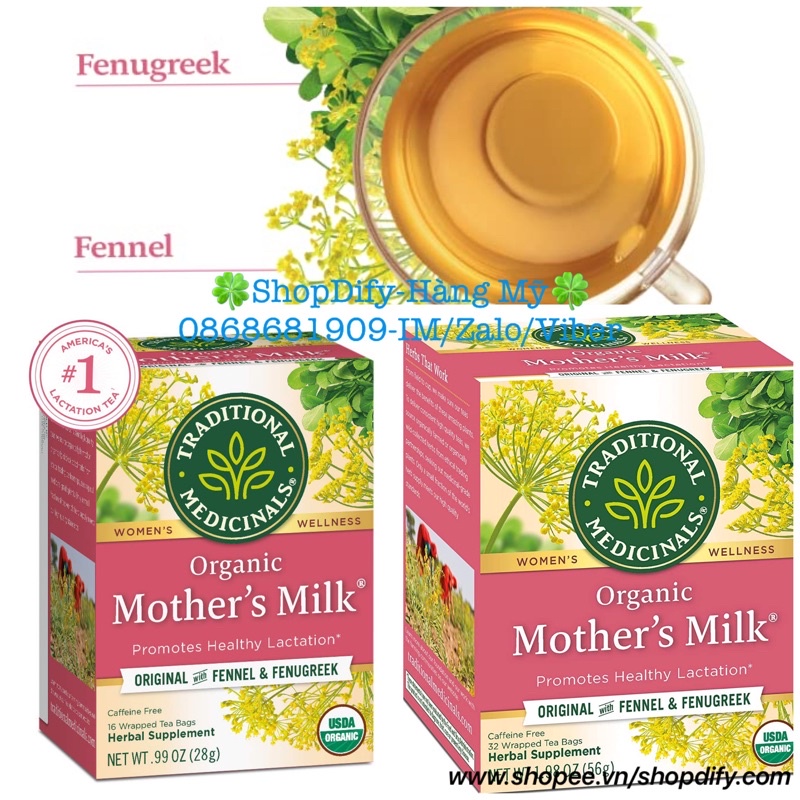 Trà Lợi Sữa Thảo Dược Thiên Nhiên Hữu Cơ Traditional Medicinals ORGANIC MOTHER'S MILK 28g của Mỹ