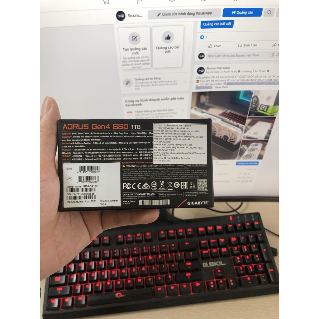 SSD M2-PCIe 1TB Gigabyte AORUS Gen4 Heatsink NVMe 2280 (không tản), new, bảo hành chính hãng 36th | BigBuy360 - bigbuy360.vn