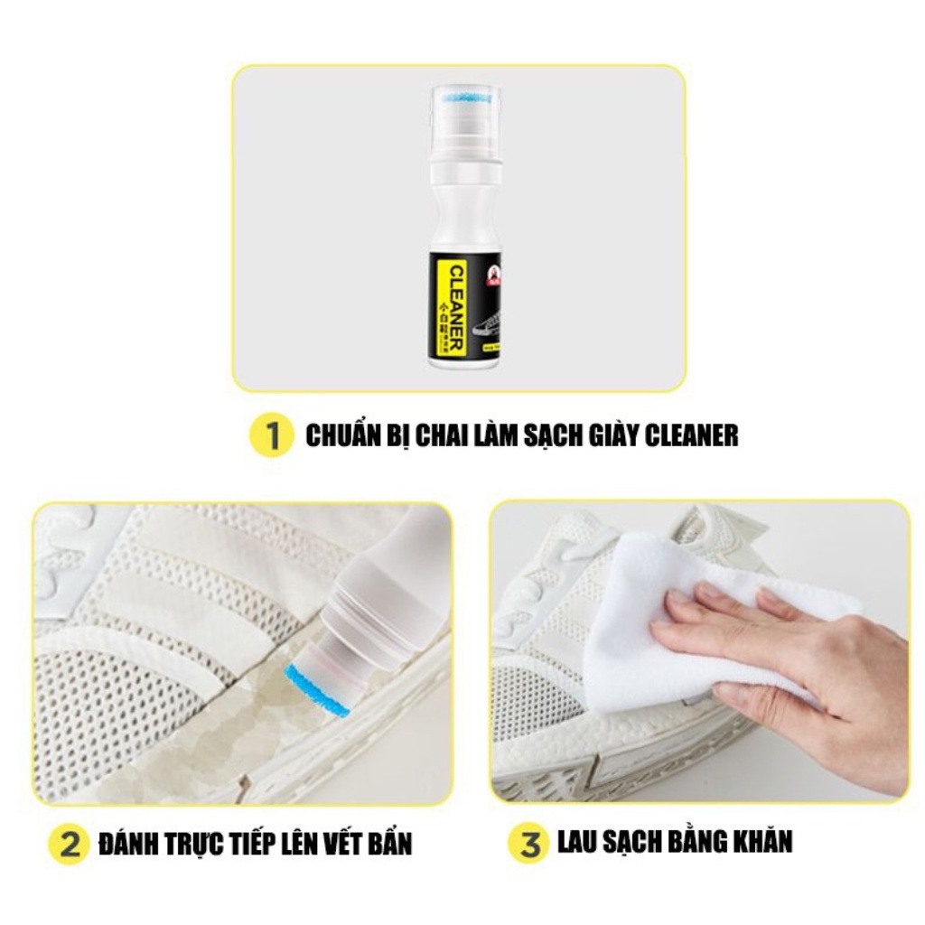 Chai vệ sinh làm sạch (chai trắng) và tẩy ố (chai đen) giày Little White CLEANER và BRIGHTENER 100ml