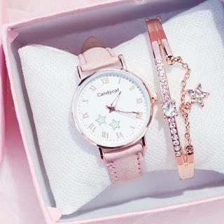 Vòng đeo tay / Đồng hồ máy Quartz chống thấm nước dây da sang trọng cho nữ