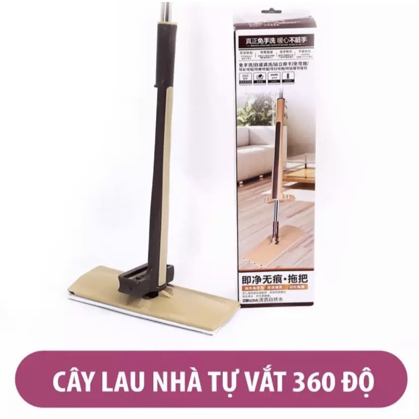 [FREESHIP] Cây lau nhà tự vắt phẳng thông minh Spin Mop xoay 360 độ.