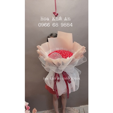 [-70k Ship] Bó hoa sáp 4 lớp 50bông cao cấp. Gói giấy xốp Hàn ko nhăn.