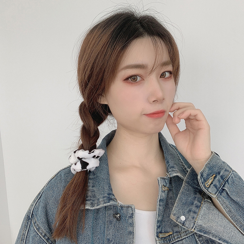 Dây Buộc Tóc Co Dãn Họa Tiết Da Bò Sữa