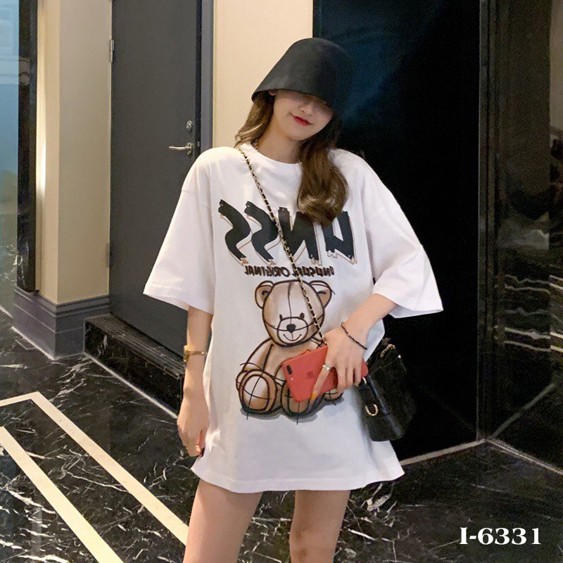 Áo Thun Nữ Giấu Quần Unisex In Hình Gấu Nâu Gía Rẻ