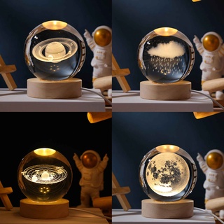 Đèn ngủ 3D quả cầu pha lê thủy tinh phát sáng xinh xắn quà tặng độc đáo