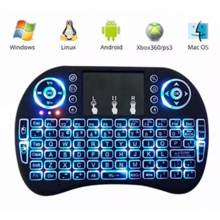 Điều khiển tivi thông minh kiêm chuột bay và bàn phím không dây i8 pro đèn led + pin sạc cao cấp