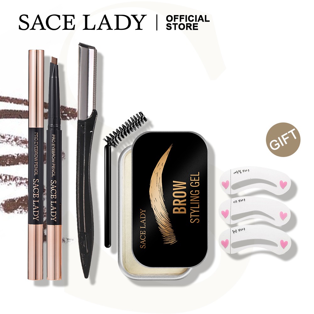 Bộ 4 món sáp lông mày + chì kẻ lông mày + dao cạo lông mày + khuôn kẻ SACE LADY chống nước lâu trôi 70g | BigBuy360 - bigbuy360.vn