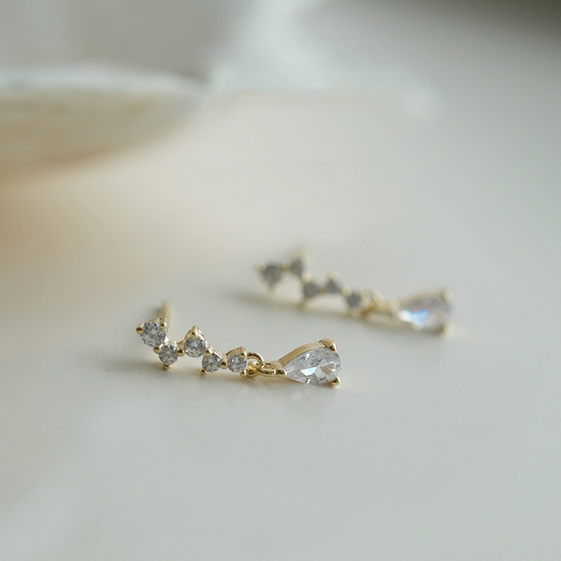 Bông tai hình giọt nước đính đá zircon thời trang dự tiệc cưới cho nữ