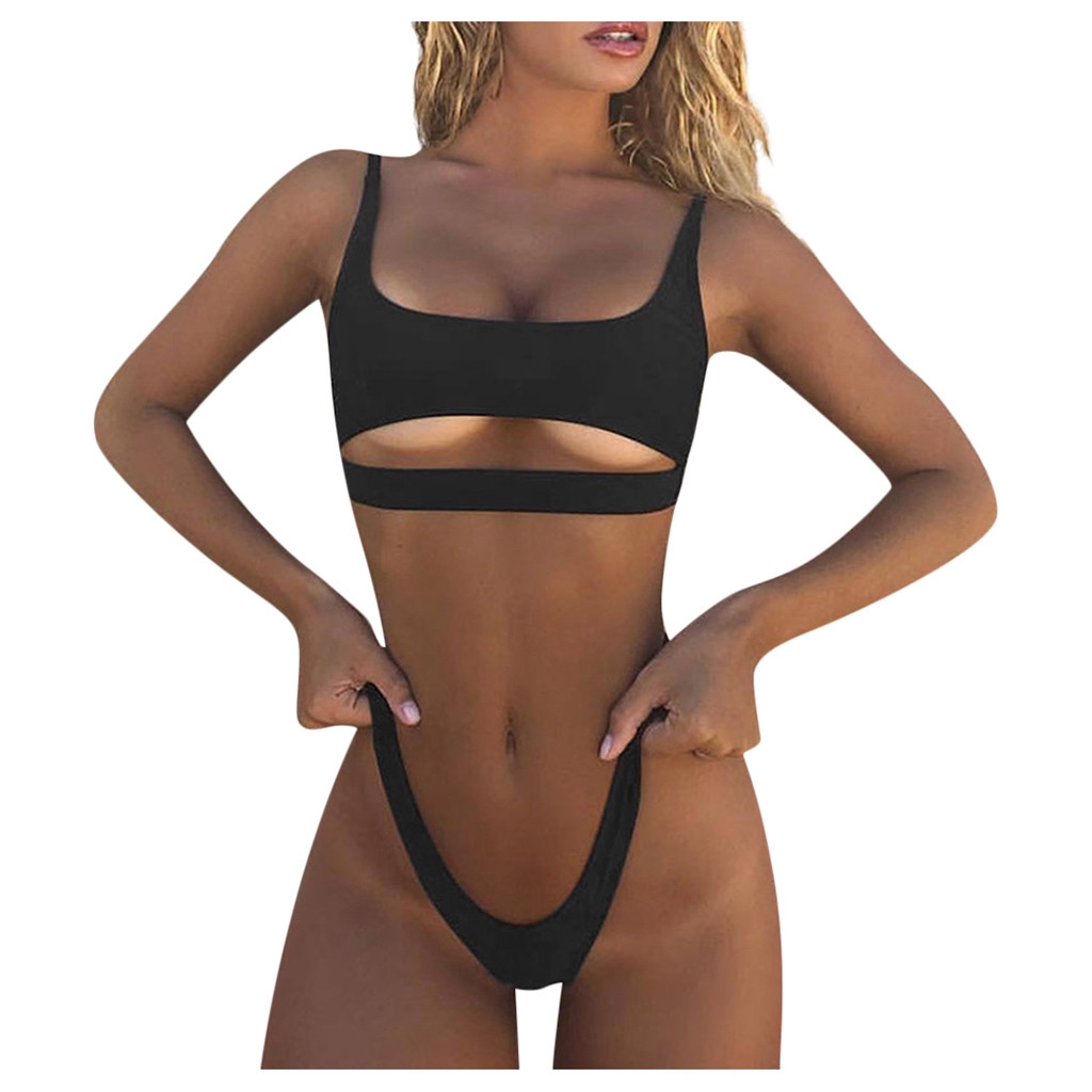 Women Padded Push-up Bra Bikini Set Ruffles Swimsuit Low Waist Bathing Suit Swim | BigBuy360 - bigbuy360.vn