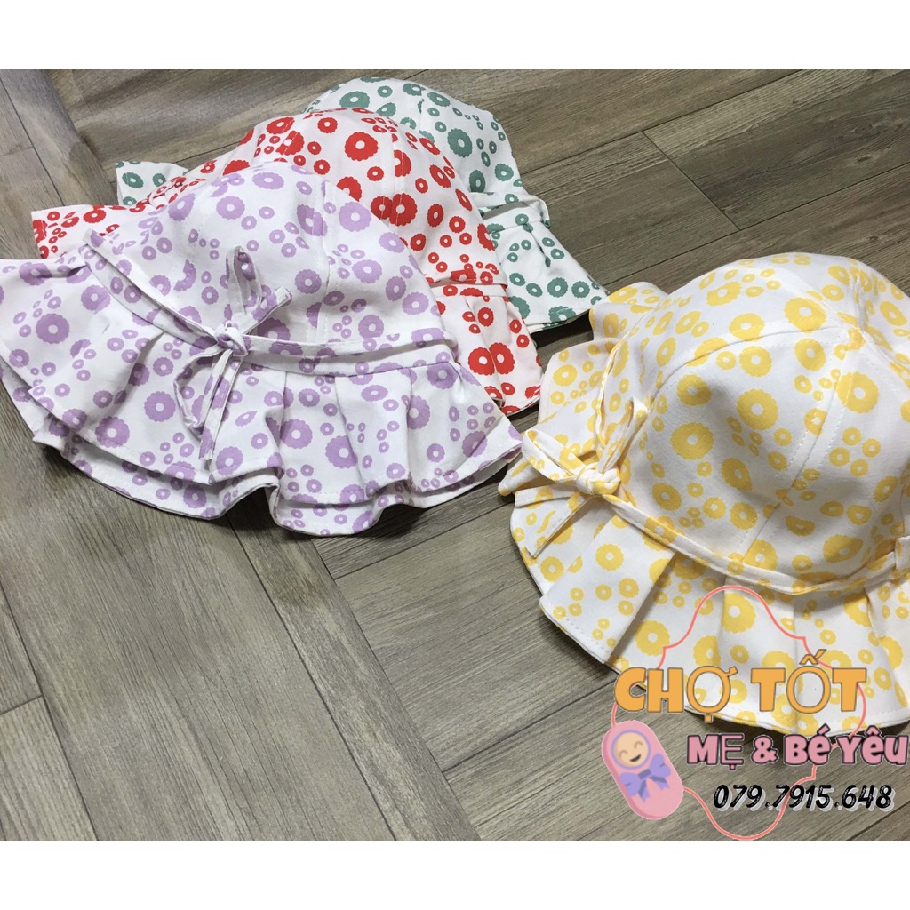[ẢNH THẬT] Mũ, Nón Tai Bèo Vành Rộng Vải Mềm Hàn Quốc Cho Bé Gái Có Dây Cột (18-30 tháng)