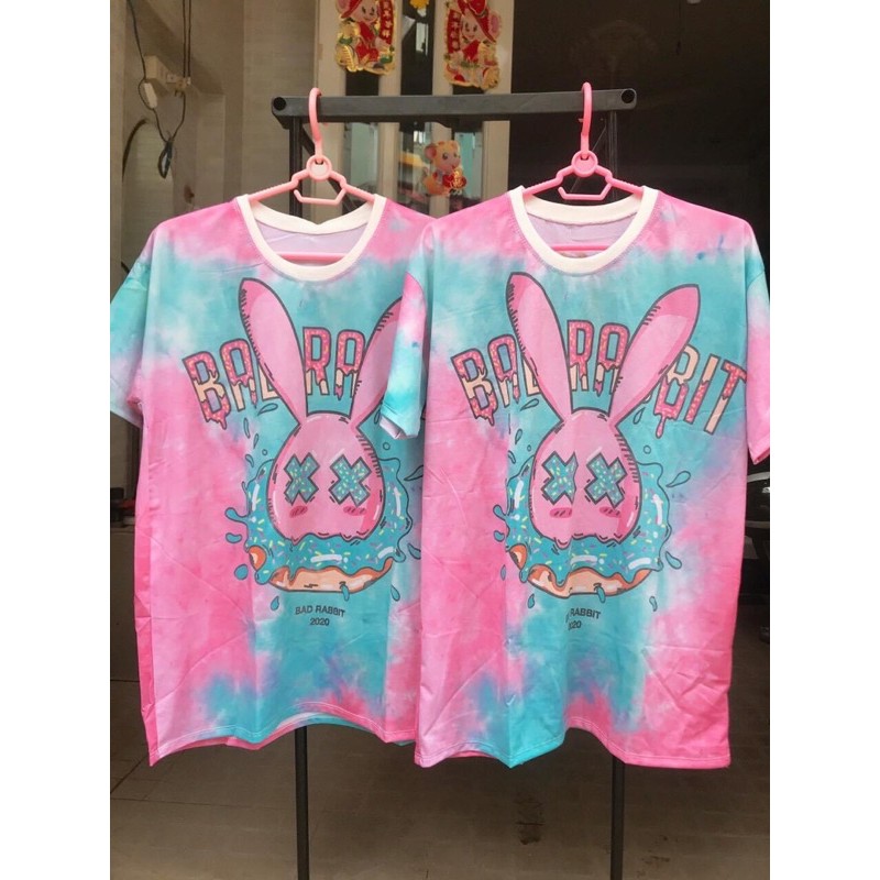 Áo thun loang màu hồng hình thỏ Rabbit(Ảnh thật)