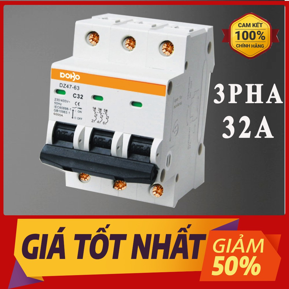 [HÀNG CHÍNH HÃNG] Cầu Dao Tự Động 3 Pha DOBO KOREA - MCB 3 PHA siêu nhạy - 6kA (Aptomat chống chập - quá tải)