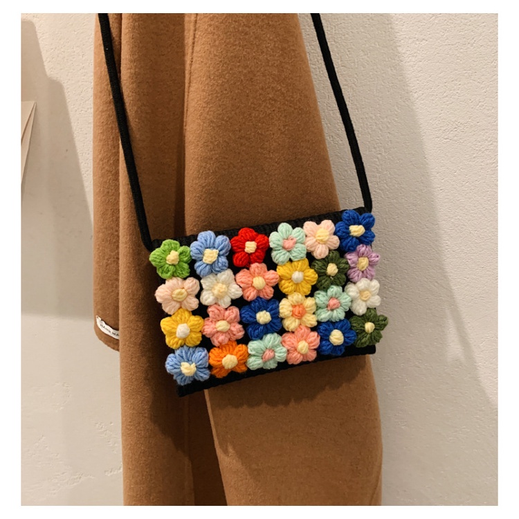 Túi Cói Đeo Vai Đính Hoa Dễ Thương Thời Trang Đi Biển Cho Nữ