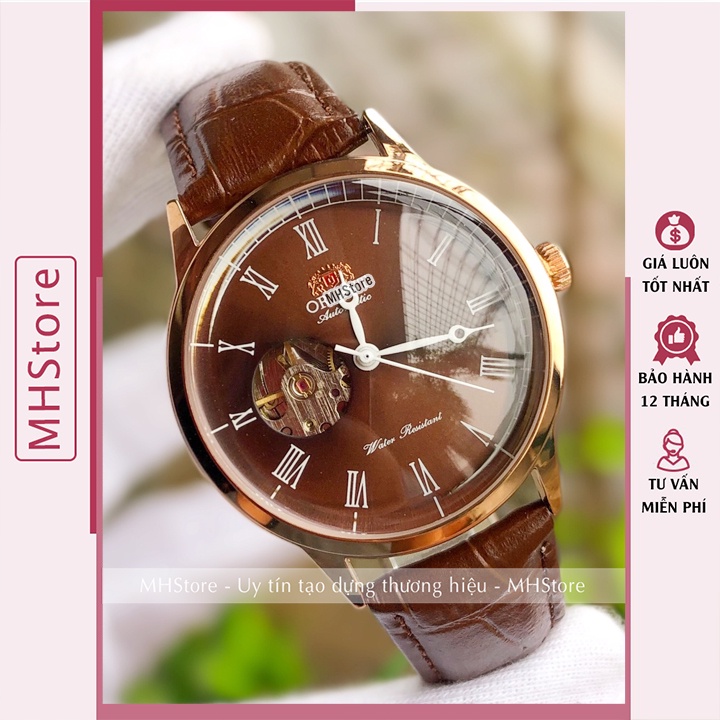 Đồng hồ cơ nam OR 6128 dây da cao cấp, cơ automatic lộ máy, sang trọng lịch lãm, cao cấp đẹp giá rẻ