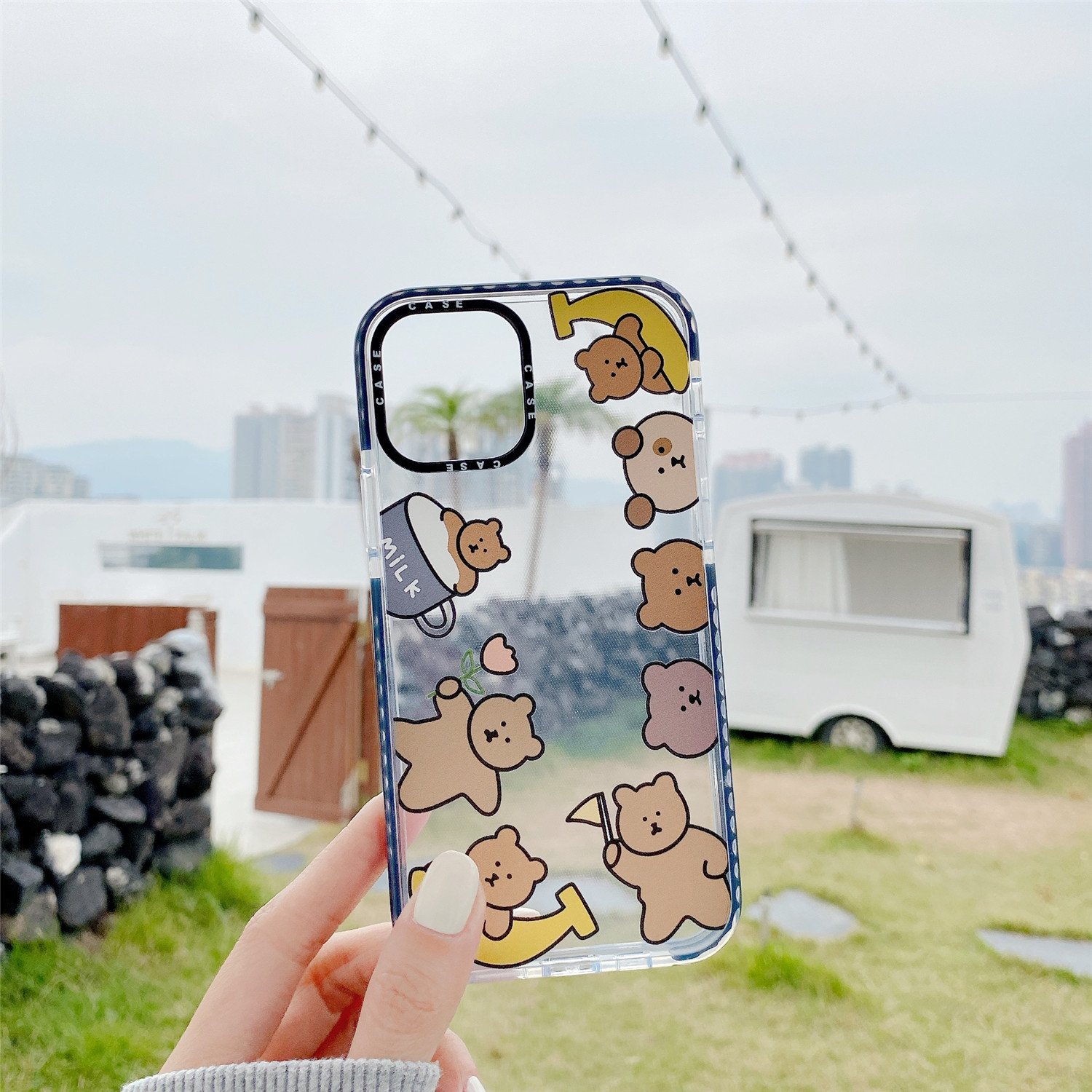 Ốp điện thoại silicon mềm hình gấu bảo vệ camera cho iPhone 12pro max 12mini 11 Pro 11Pro Max XS Max XR SE 7 8 Plus | BigBuy360 - bigbuy360.vn