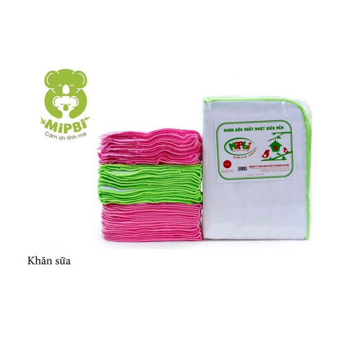 [RẺ VÔ ĐỊCH] [CHÍNH HÃNG]KHĂN SỮA XUẤT NHẬT CAO CÁP MIPBI  - 100% từ Cotton AN TOÀN CHO BÉ - Gói 10 chiếc