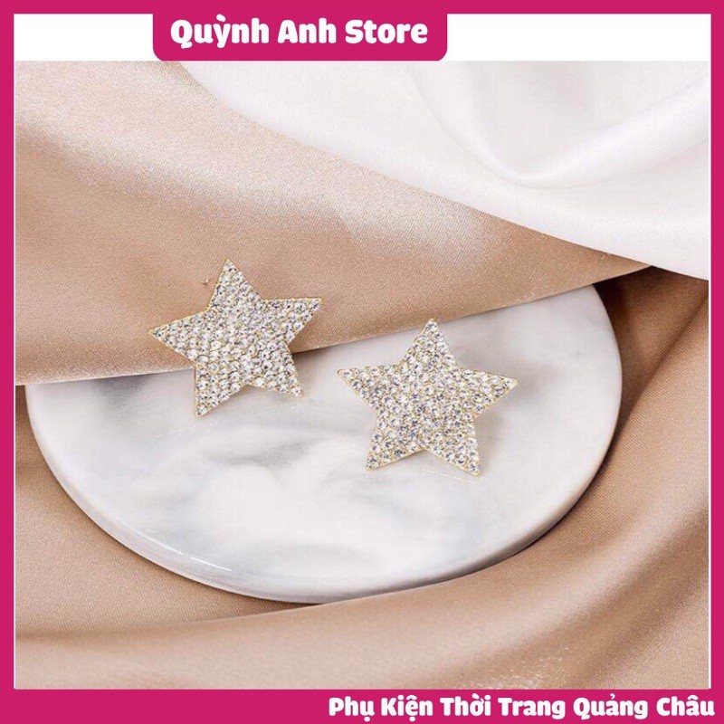 Bông tai hình ngôi sao 5 cánh đính đá S925 thời trang cho nữ