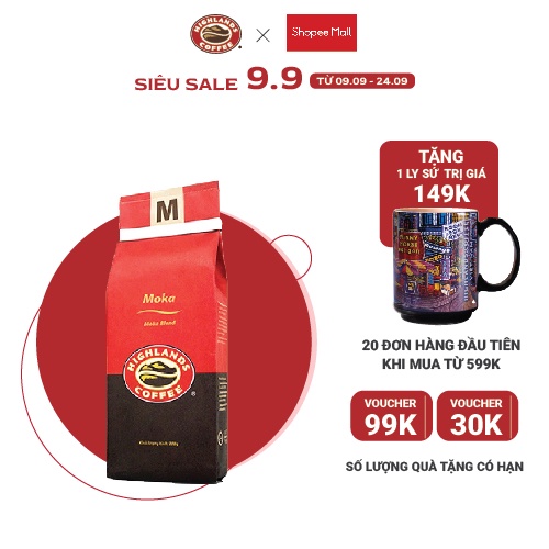 Cà Phê Rang Xay Moka Highlands Coffee 200g/gói