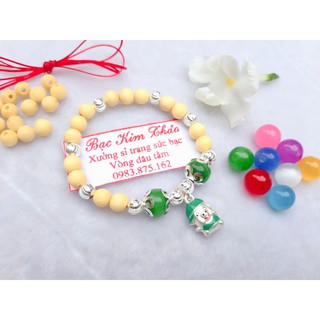 Vòng dâu tằm giáp heo đội mũ cười cho bé 2019 có hạt phong thủy hộ mệnh