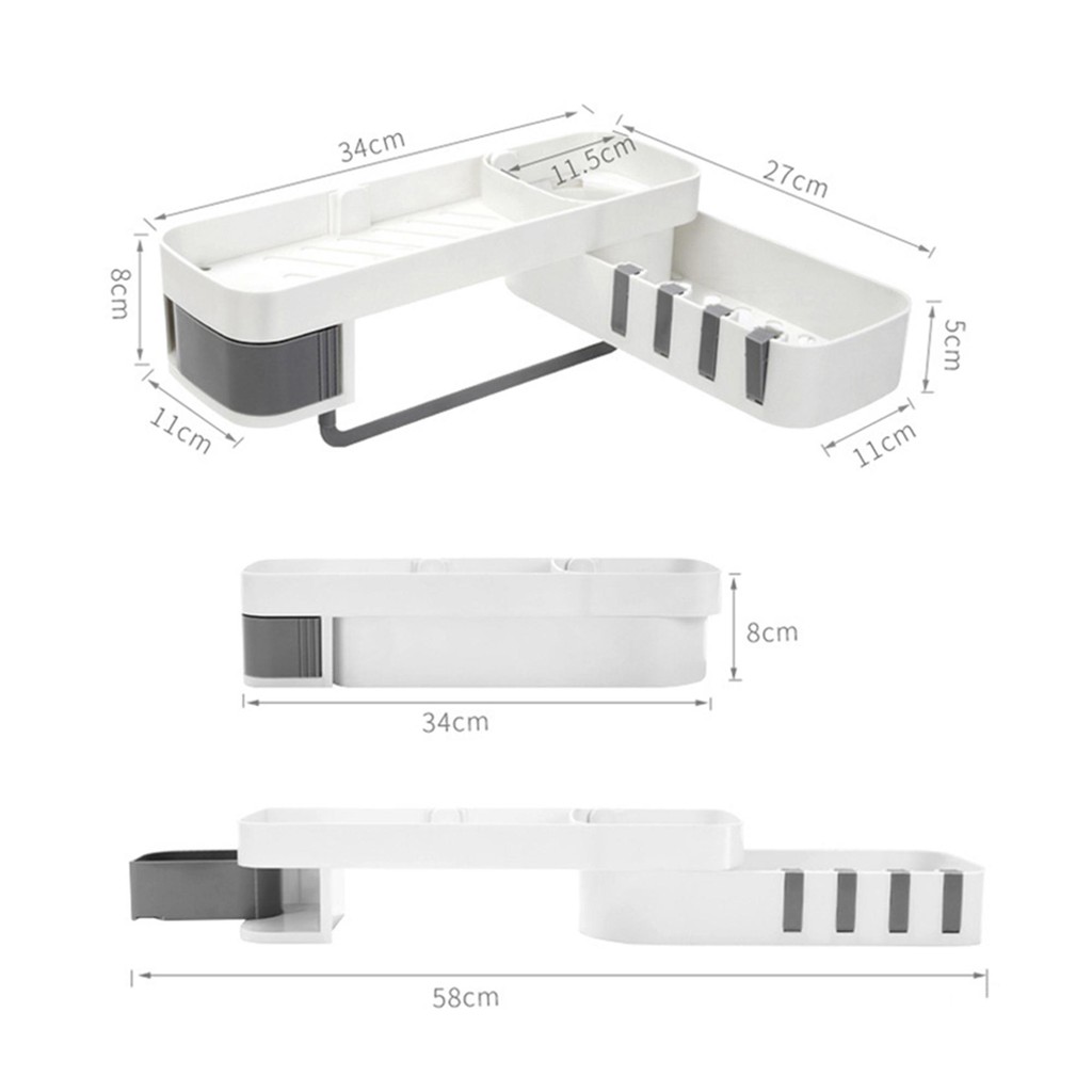 Kệ Để Đồ Nhà Tắm Giá Để Đồ Nhà Bếp Xoay 180 Độ Có Móc Treo Đồ Phơi Khăn