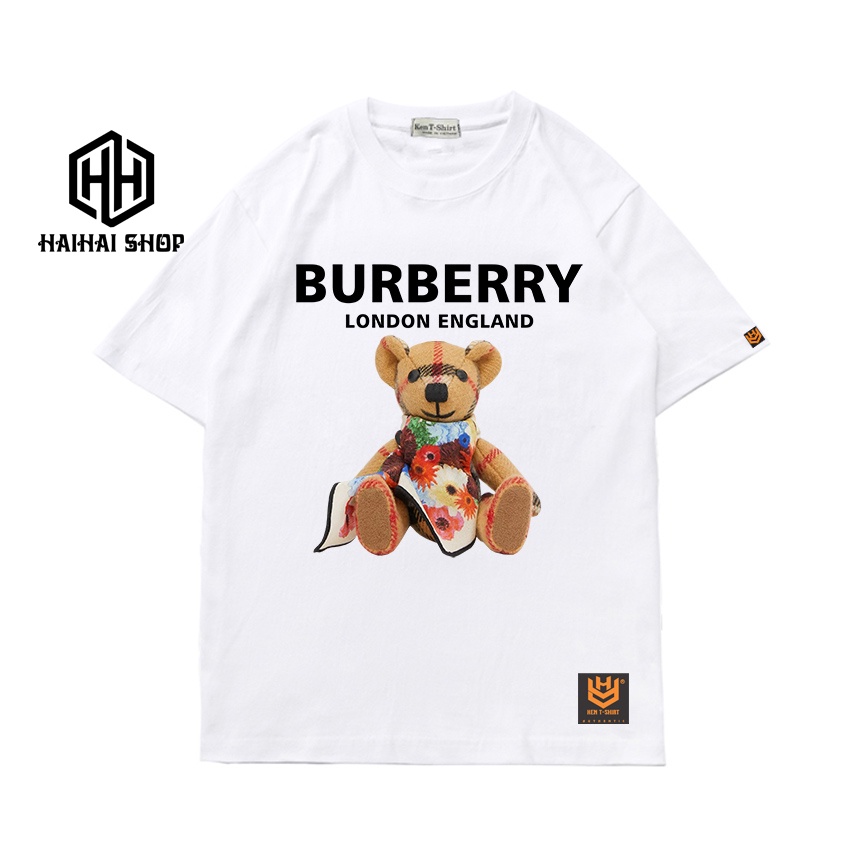 Áo phông tay ngắn nam nữ form rộng in hình Gấu burberry 438