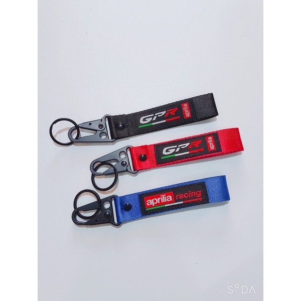 Móc khoá thép không gỉ kết hợp dây logo thêu cách hãng xe HONDA, YAMAHA, SUZUKI, BMW,...