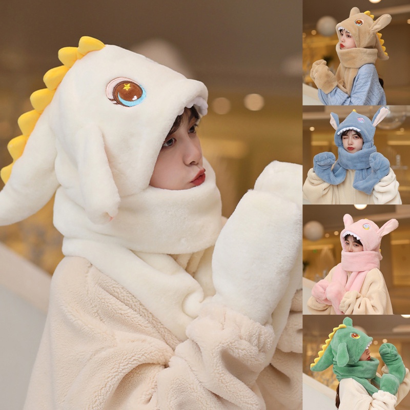 Mũ Trùm Đầu Kèm Khăn Choàng Cổ Đính Tai Khủng Long Trong Phim One Piece