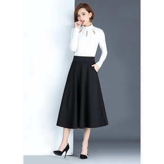 Chân Váy Xòe Dài Hàn Quốc D0417 Đen