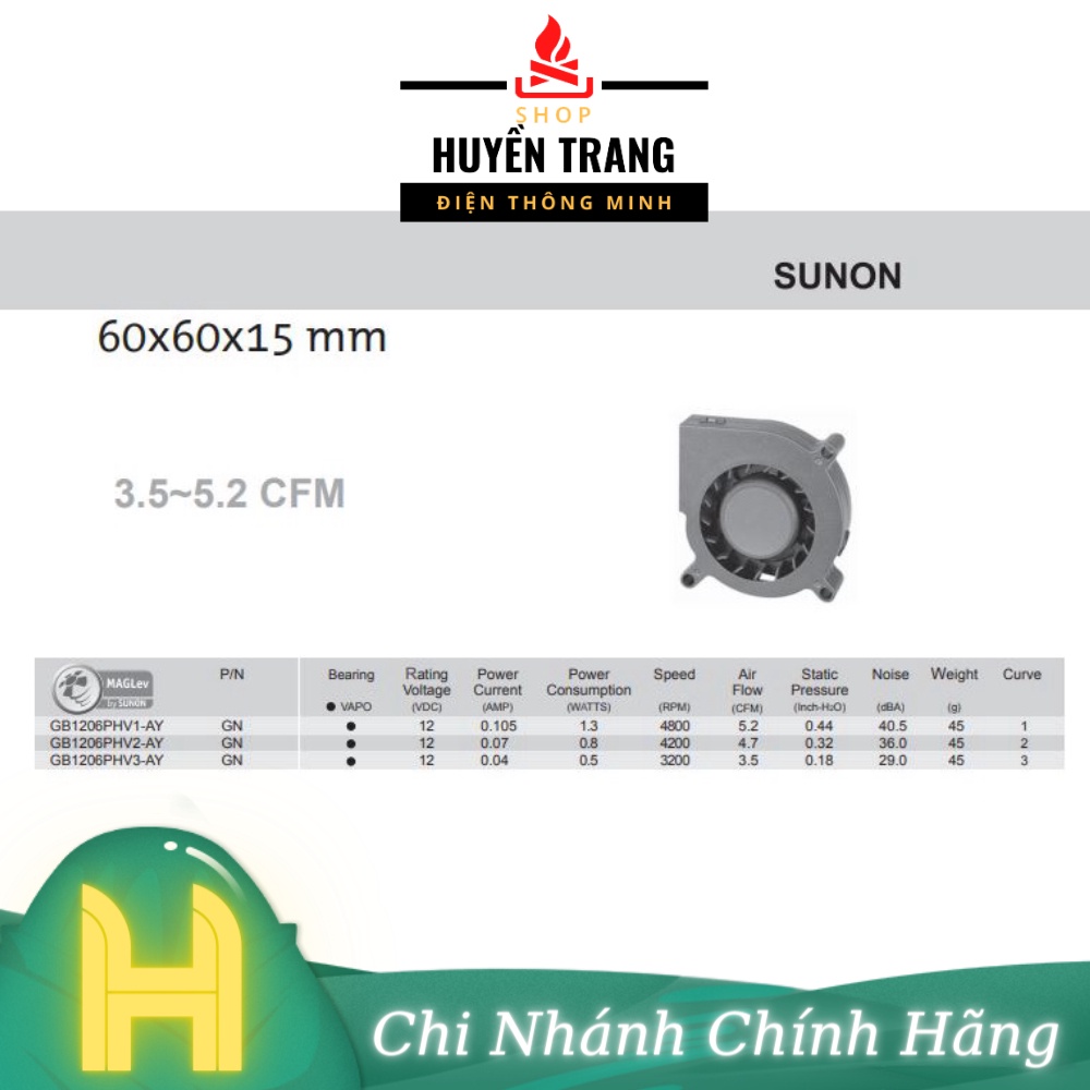 Quạt Tản Nhiệt 12V Sunon GB1206PHV3-AY Quạt Encoder Quạt Sỏ 6x6x1.5CM Tốc Độ 3200RPM