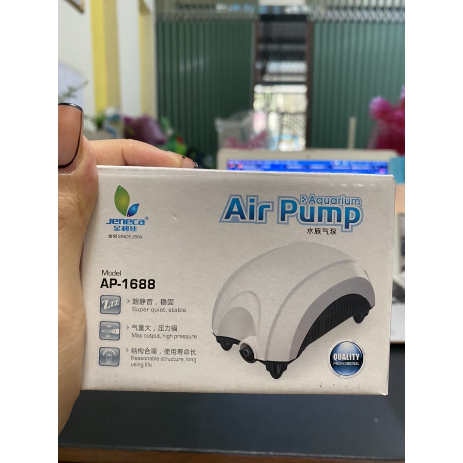 Máy sủi oxy siêu êm cho bể cá 1 vòi và 2 vòi hãng Jeneca AP-1688, AP-2688