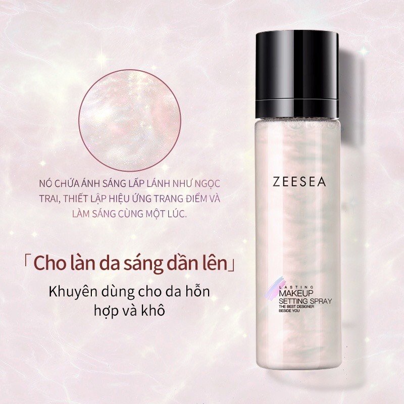 Xịt Khóa Trang Điểm Lâu Trôi Ánh Nhũ Nhẹ ZEESEA Long Lasting Gloss Setting Spray
