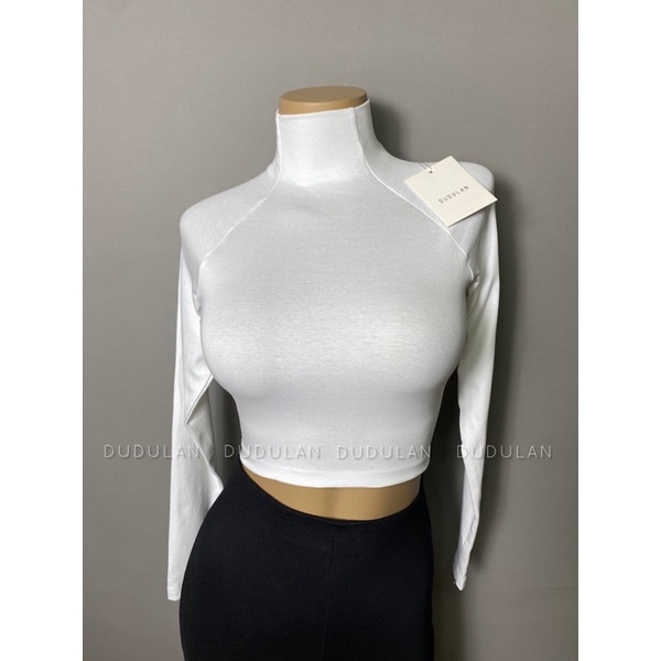 Áo croptop cổ lọ tay dài A8 DUDULAN Áo thun dài tay cổ lọ chất cotton