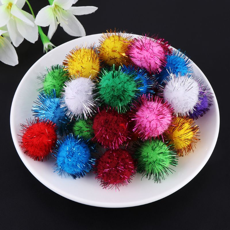 Set 100 Quả Cầu Lông Xù Mini 30mm Mềm Mại Làm Đồ Chơi Thủ Công Cho Bé