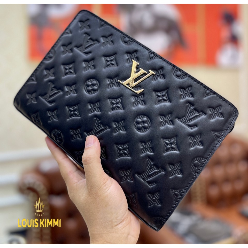 Ví cầm tay - Clutch khoá số bảo mật da bê cao cấp LV - 03