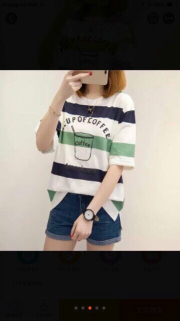 Áo tay lỡ kẻ sọc coffee SN063 TLI039 | BigBuy360 - bigbuy360.vn